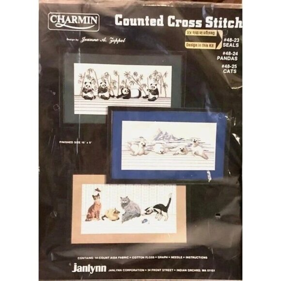 Cross Stitch Kit Janlynn Charmin Counted 48-23 Seals Only 16"X8" Vintage Sealed - Picture 10 of 10